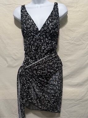 Nicole Miller 3pc Tankini Swimsuit with Sarong Size M